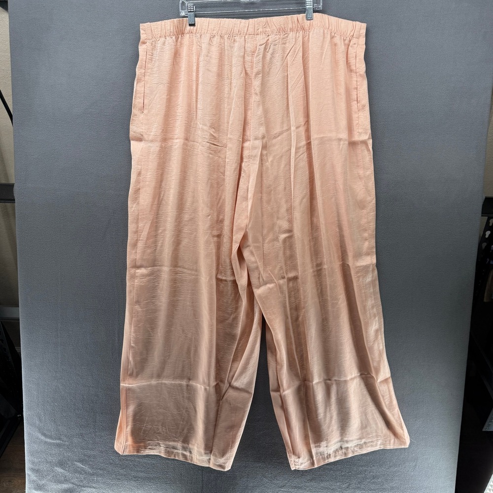 Future Collective Peach Textured Wide Leg Pants Plus Size 2X - Picture 2 of 11